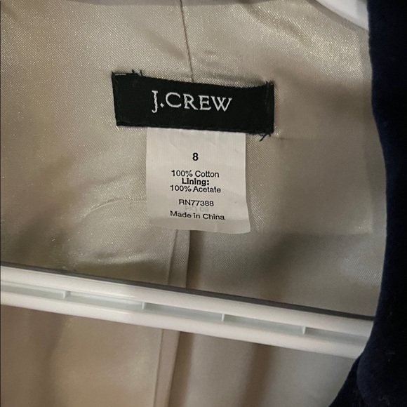 J. Crew Women's Dark Blue Velvet Blazer. Satin and pink inner lining. - Picture 2 of 5
